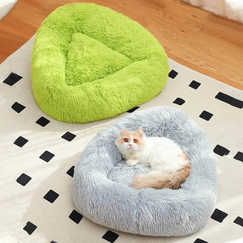 Pet Cat Dog Bed Nest Soft Long Plush Warm Nest for Pet Dog Bed House Triangle Nest Shape Shape Non-Slip Winter Warm Pet Supplies