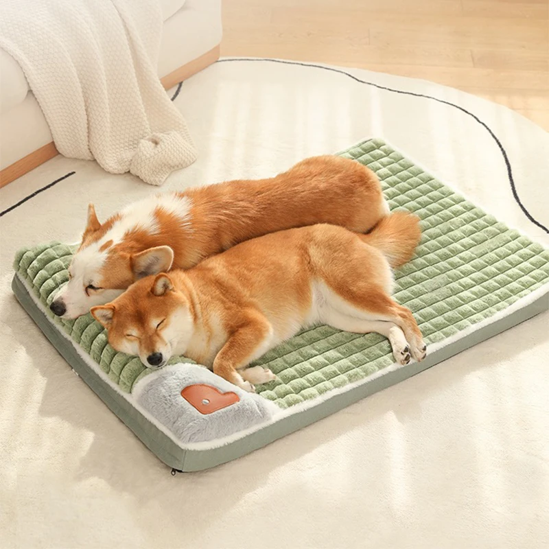 Pet Dog Bed Mat Winter Warm Dog Mat Luxury Sofa Protect Cervical Spine Detachable Fluff Sleeping Removable Washable Pet Cat Beds